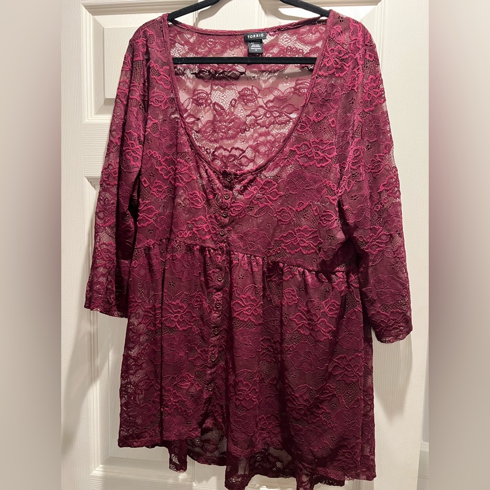 Torrid Burgundy Lace top